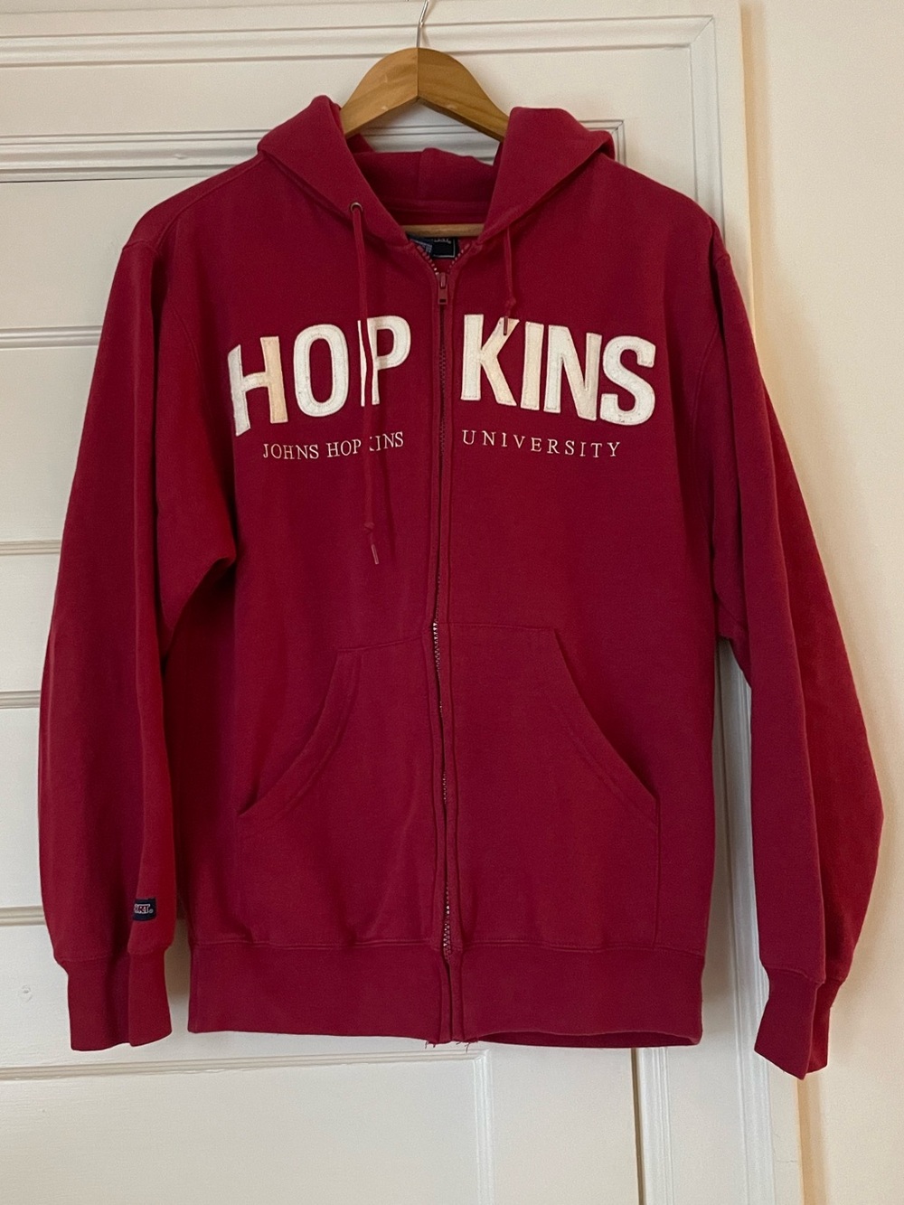 Johns Hopkins Full Zip Hoodie, Red, Small